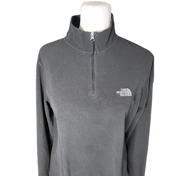 The North Face Women's Medium Black Fleece Logo 1/4 Zip Pullover Sweater TKA 100 - Picture 1 of 8